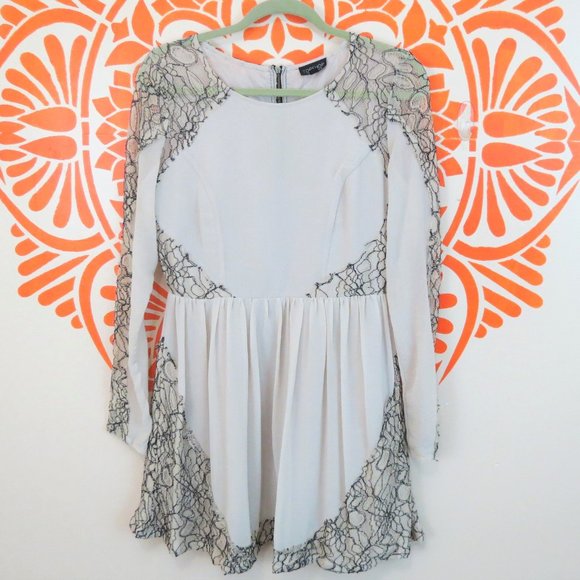 Topshop Dresses & Skirts - Topshop Cream & Black Lace Dress 8